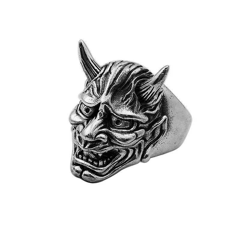 Anillo Retro Punk para hombre, esqueleto de demonio, Hip Hop, Rock, locomotora, aleación de acero de titanio, anillo de Color plata antigua, joyería para mujer