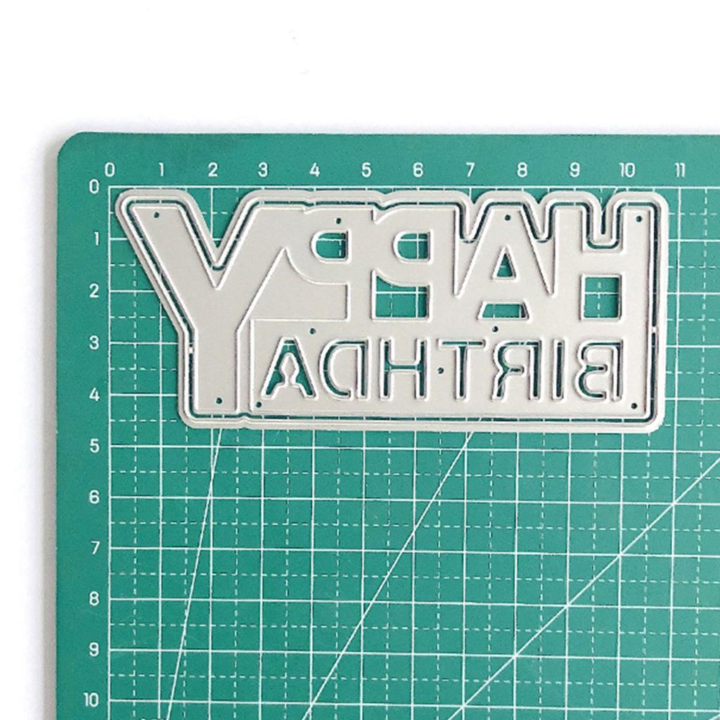 Happy Birthday Cutting Dies 106x46mm Carbon Steel Die Cut Templates for Card Making Scrapbooking Packaging Embellishment