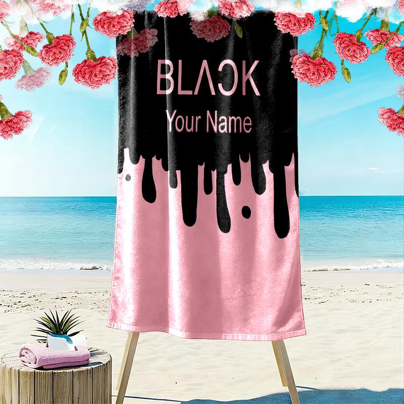 Custom Name Blackpink Print Beach Towel, Large Soft Quick Dry Towel for Beach Camping Swimming -HE17