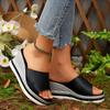 Fashion Classic Pu Strap Slip On Slippers Women 2025 Summer Brand Designer Chunky Platform Wedge Heels Slides Sexy Bohemia Beach Sandals