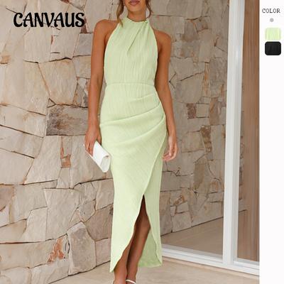 Robes de printemps et d'été pour femmes, robe longue slim haut de gamme à col suspendu