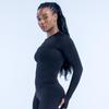 Women's Moisture-Wicking Nylon Yoga Top with Thumb Holes - Long Sleeve, Seamless, Elastic Sports T-Shirt