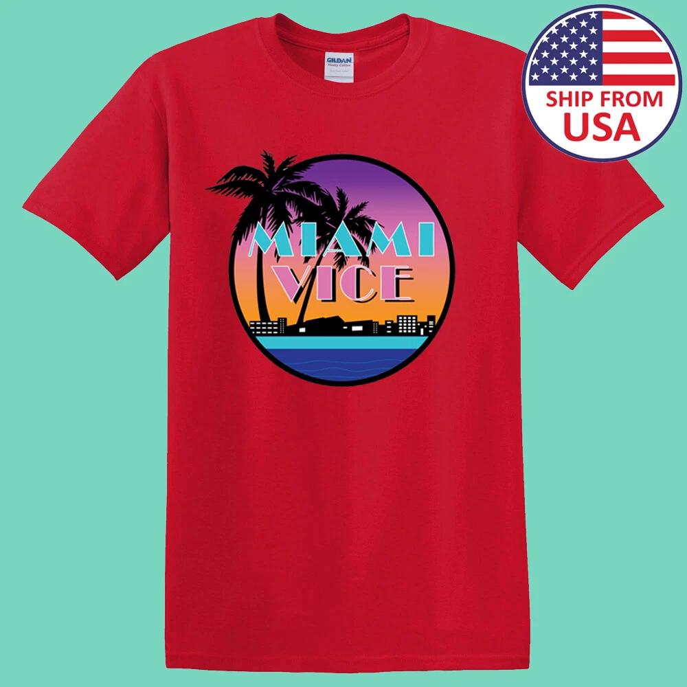 Miami Vice Retro Style Men s Red Size S-5XL 3XL