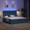 Ottoman Bed with Mattresses & LEDs Blue 200x200 Cm Fabric