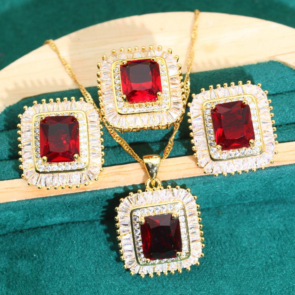 Europe and The United States Hot Jewelry Allergy AAA Zircon Necklace Earring Ring