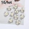 Rhinestone Buttons For Hair Pins Clothing 10Pcs Sparkling Pearl Flower Decorative Handmade DIY Crafts Apparel Sewing Accessories