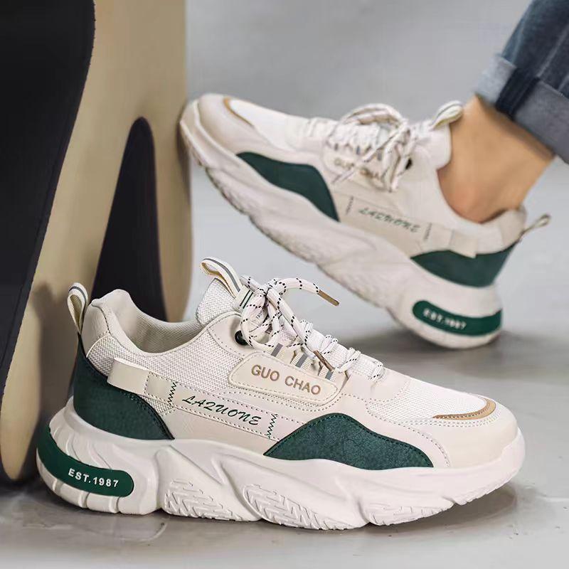 Fashion Platform Vulcanized Men’s Shoes Summer Breathable Flat Men Sneakers Comfortable Casual Sneakers Fashion Lace Up Walking Shoes