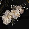 Pearls Bridal Hairpin Exquisite Flower Pinch Hair Clip Sweet Wedding Headdress  Women