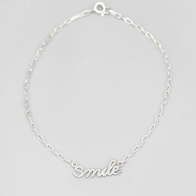 BONBEAU Smile Schriftzug silberne Kette Fußkettchen