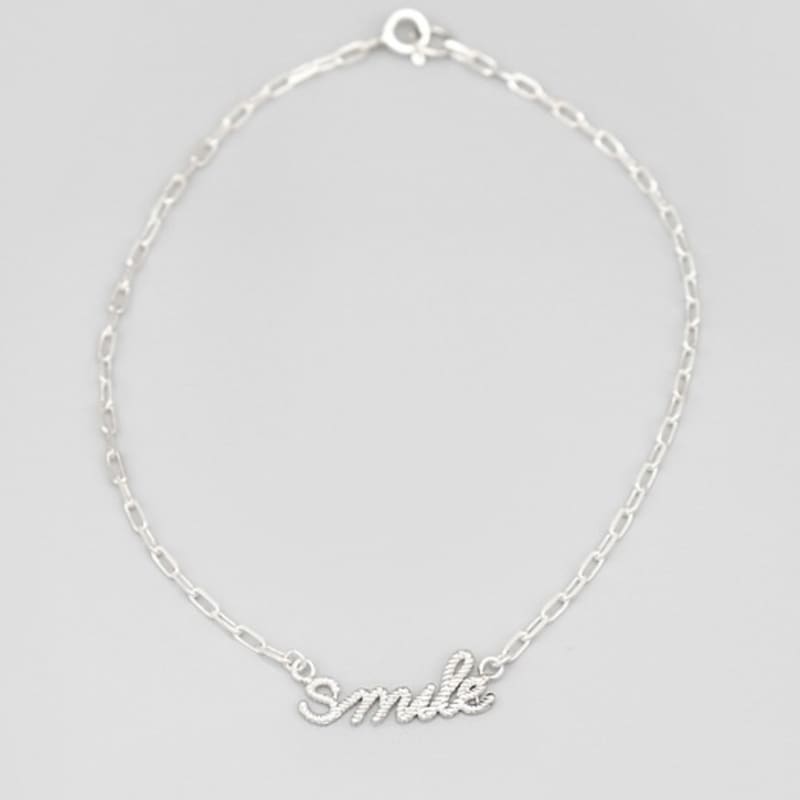 

BONBEAU Smile lettering silver chain anklet free