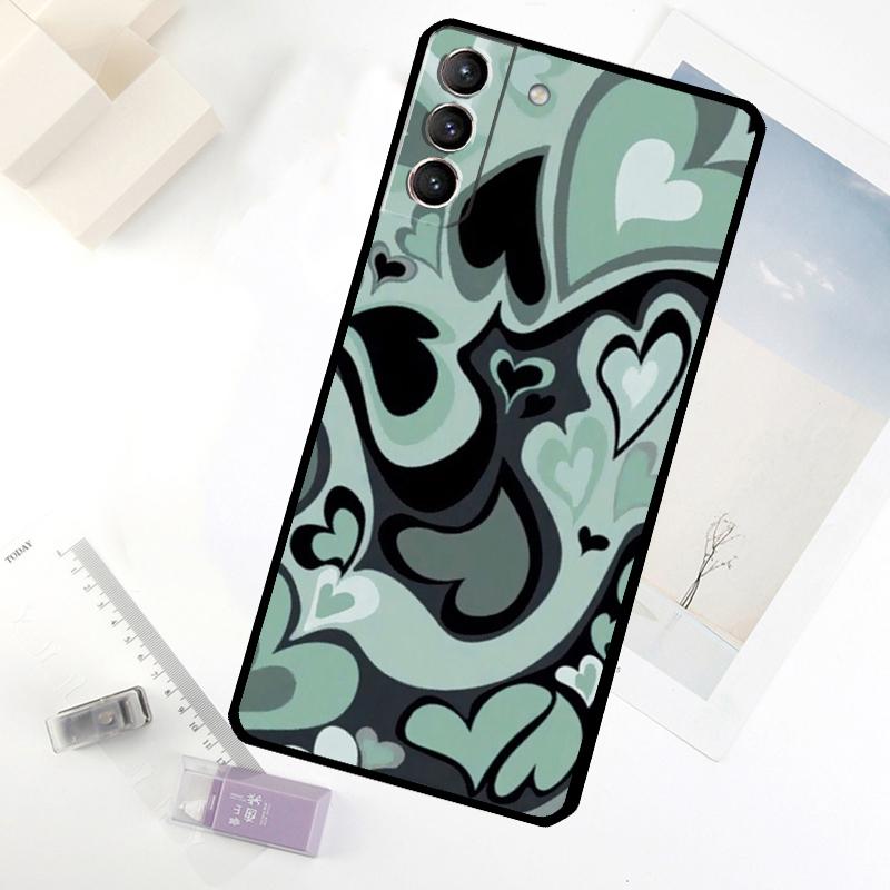 Brown Purple Hearts Swirl Pattern Phone Case For Samsung Galaxy S24 FE S23 Ultra S21 S22 S25 S26 Ultra S10 Plus S20 FE Cover