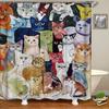 Cute Cat Animal Waterproof Polyester Shower Curtain With Hooks For Bathtub Bathroom Screens Home Decor Large Size Wall Cloth