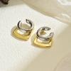 Gold Silver Double Layer Earrings Two-tone Design Huggie Earrings Geometric Earrings  Retro Style