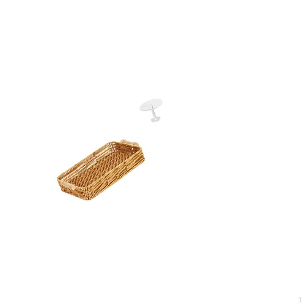 Woven Fruit Basket Snack Bowl And Bread Plate with Miniature Dollhouse Round Table for Desktop