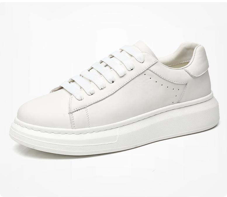 Fashion New Men's Designer White Genuine Leather Lace Up Platform  Shoes Male Causal Flats Moccasins Walking Sneakers Zapatos Hombre