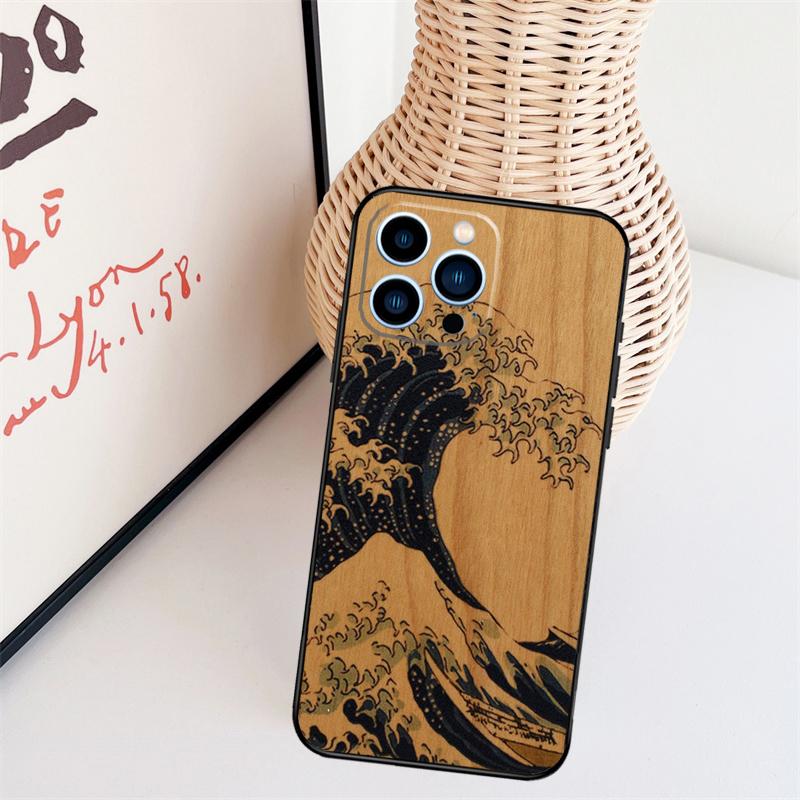Wolf Bike Butterfly Wood Funda For iPhone 16 15 Pro 14 Pro Max Plus 11 13 12 Mini X XS XR Phone Case