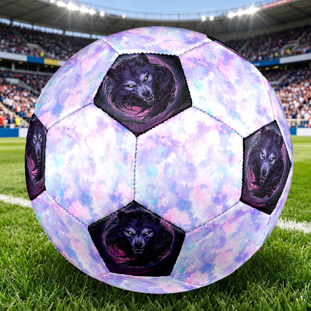 1PC Pastel Floral Wolf Spirit Artwork Soccer Ball Size 5 Football Machine Sewn Indoor/Outdoor Universal Football Gift W35
