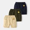 Children's Summer Shorts, Boys' Casual Pants, Baby Boy Pocket Smiley Face Mid-Length Shorts, Toddler Shorts, Pure Cotton