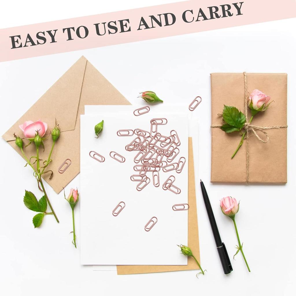 100 Pieces Metal Mini Paper Clips 0.59inches (15mm) Finish Steel Tiny Paper Clips Journaling Decorative Small Paper Clips Clamps Office Paperclip for