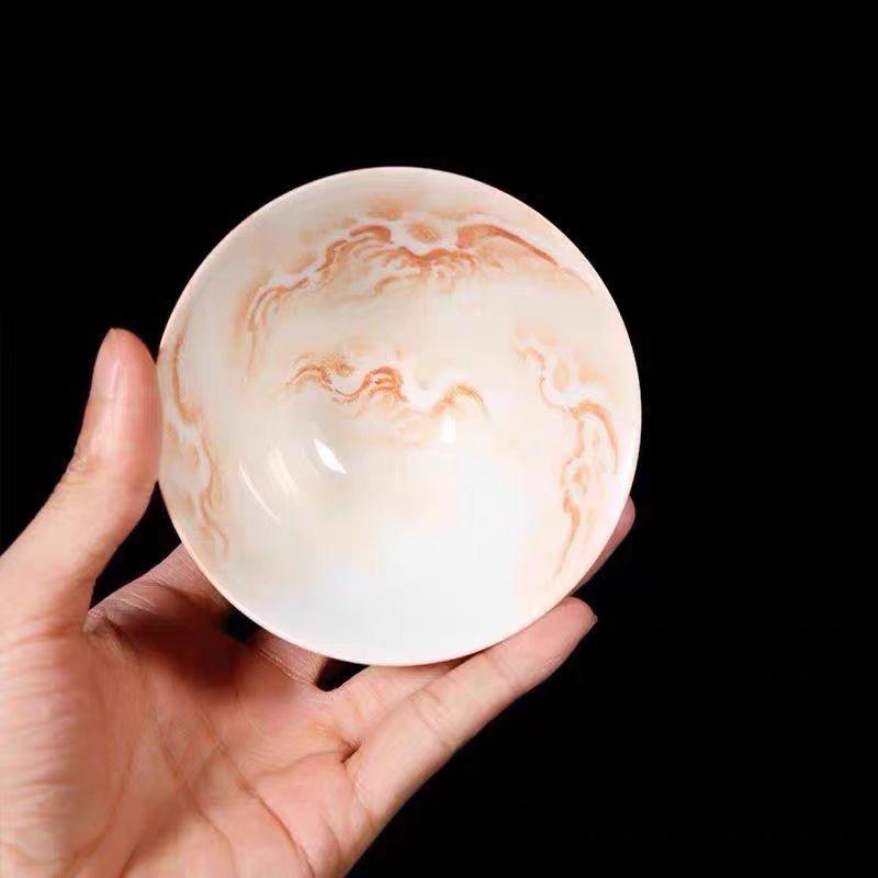 Tazza da tè cinese in porcellana Jingdezhen insolita estetica smalto ceramico fatto a mano Loong cerimonia ceramica Per kung fu