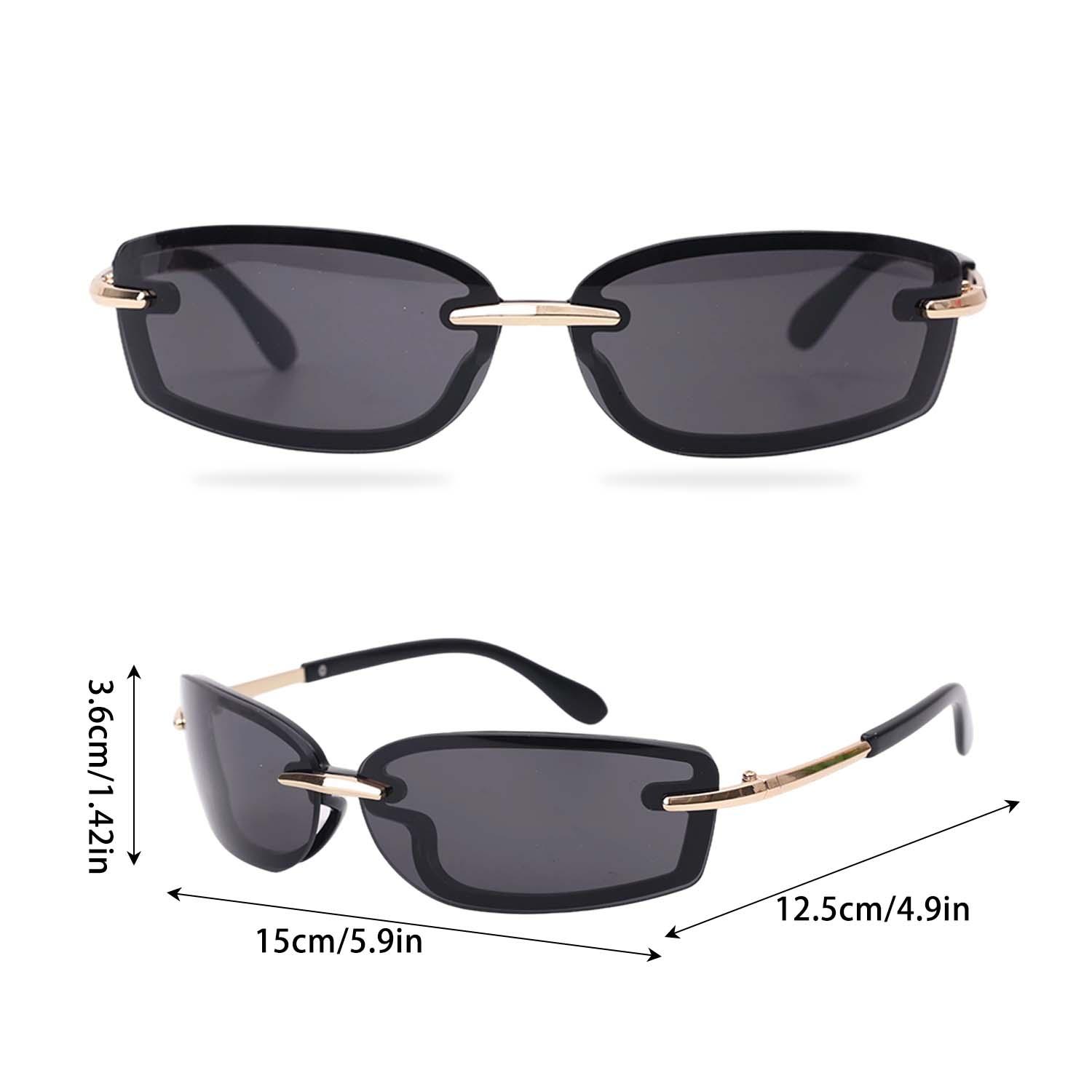 

2026 Rimless Y2K Vintage Sunglasses Rectangle Fashion Popular Women Men Square Sun Glasses Trendy Punk Candy Color Shades UV400