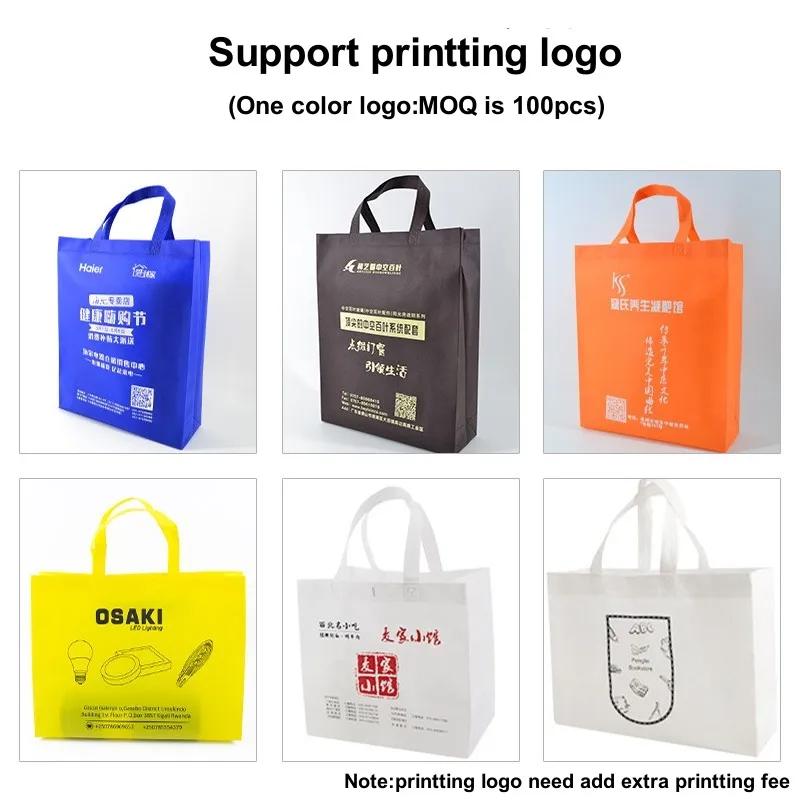 10PCS Colorful NonWoven Reusable Tote Bags  Large Eco Friendly Storage for Shopping Custom Logo (Extra Fee) Cloth Fabric Pouches