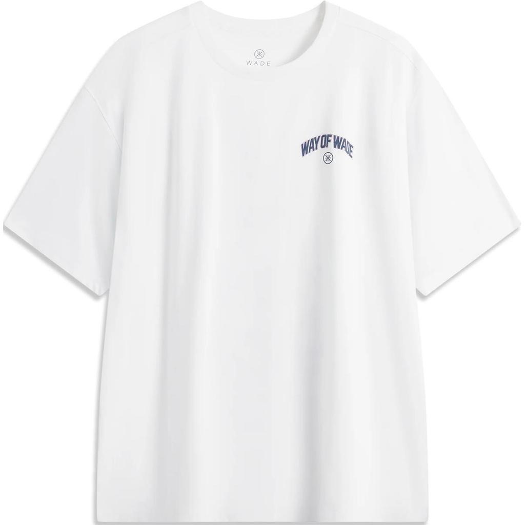 Li-Ning Wade Series Letter Print Round Neck Comfortable Breathable Loose Short Sleeve T-Shirt Men Tops Standard-White AHSU169-2