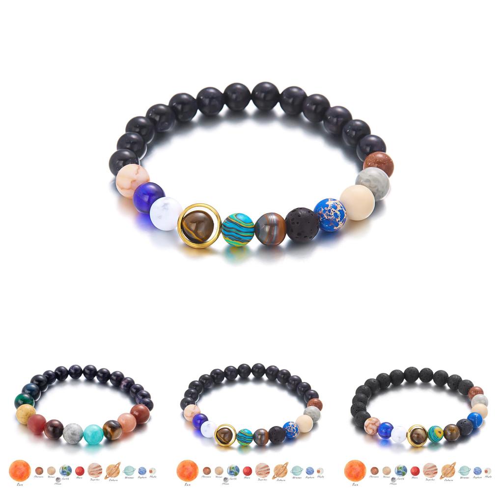 Natural Stone Constellation Bracelet With Handcrafted Planet Design For Couples And Travel Gift
