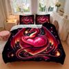3pcs Dragon Embracing a Heart Print Cover Set Ultra Soft, Breathable, and Comfortable Bedding with Stylish Design for Bedroom and Guest Room Deco
