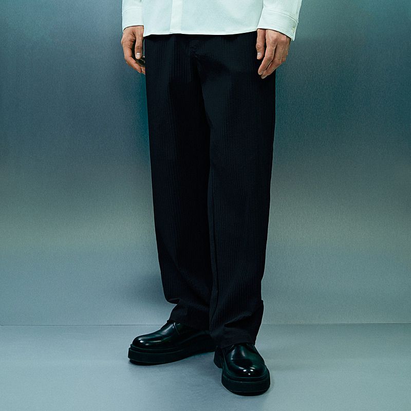 

HM Men s Casual Pants 2025 Fall New Arrival Loose Straight Elastic Waist Waffle Nylon Pants 1271763 Navy blue 165/72(XS)