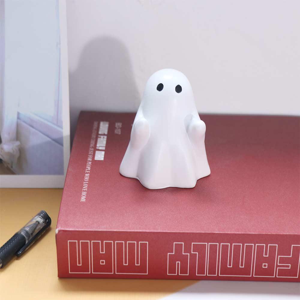 Cute Ghost Pen Holder Creative Little Ghost Statue Desktop Decor Halloween Ghost Figurine Study