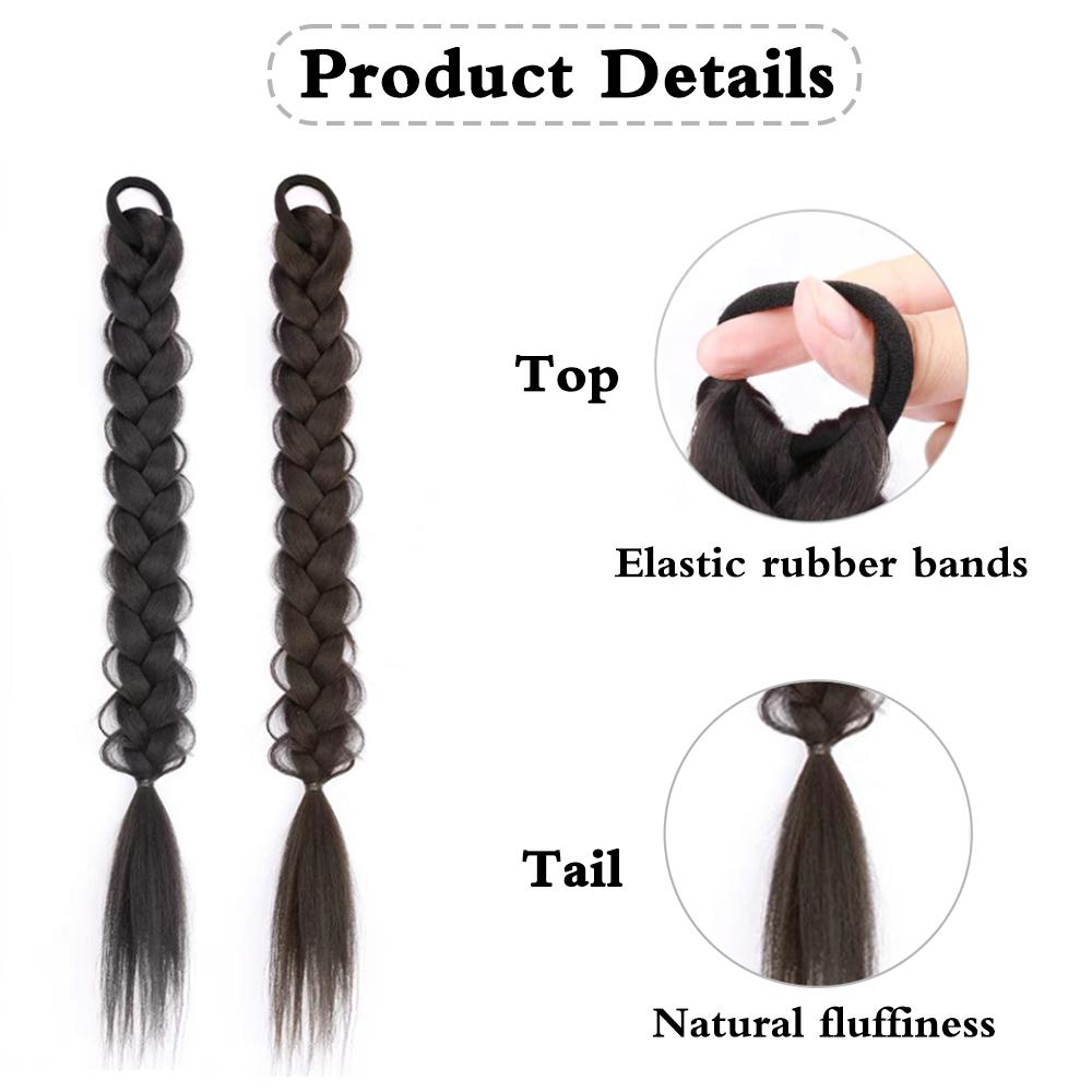 ??????Synthetic Long Braided Ponytail Extension Rubber Band Ponytail High Temperature Fiber For Women Party Wear KTB