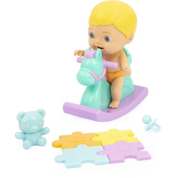 Cicciobello Amicicci - CHUSE - Modèle Fille Blonde - Jouet pour enfants - Cheval à Bascule - Accessoires