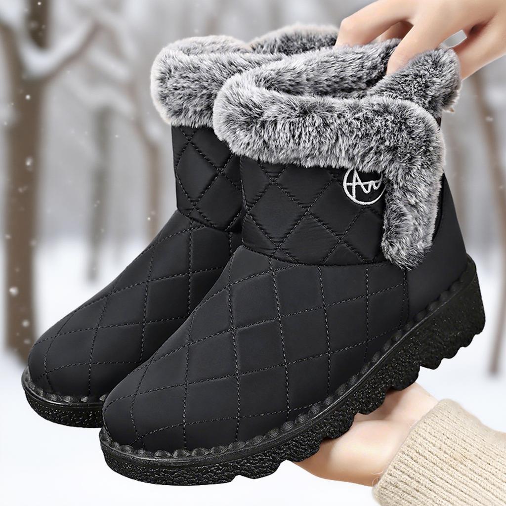 Snow boots women's autumn and winter new 2025 polyurethane women's medium tube cotton shoes piled thickened thermal cotton boots