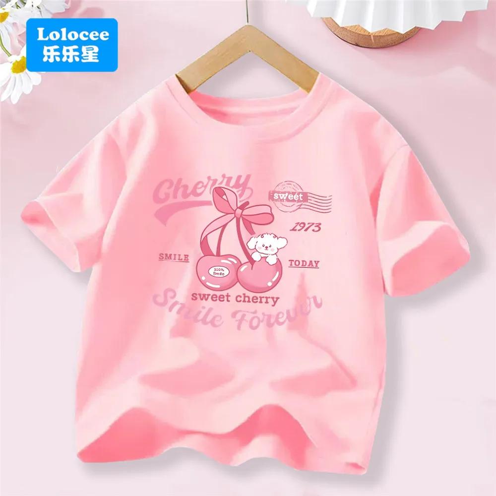 Girls' New Summer Korean Style Short Sleeve T-shirt Trendy Cute Bowknot Tee for Girls, Sweet Top for Toddlers and Young Girls