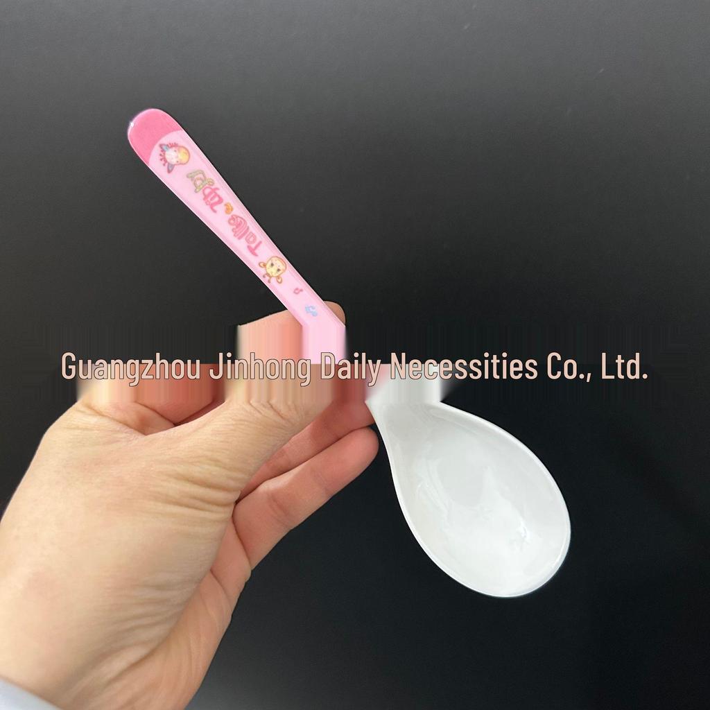 Cartoon Melamine Spoon: Long Handle Rice & Soup Spoon for Kids & Adults