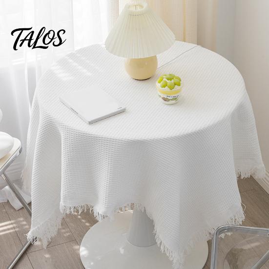 Table Pad Tablecloth Tassel Design Heat Resistant Breathable Washable Non Insulation Pilling Non-slip Cover for Dining Room