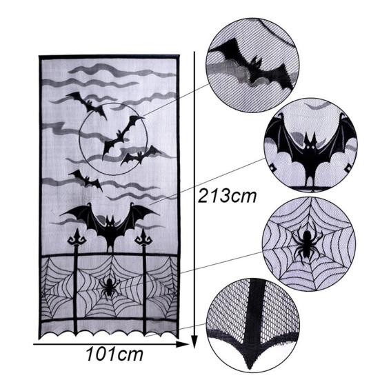 Halloween Deko Spinnennetz Fledermaus Vorhang Tischdecke Kaminschal Tischläufer