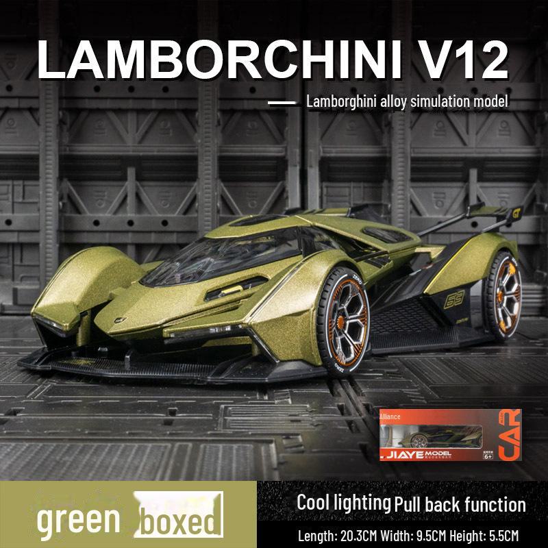 Jiaye VB24205 Lambo V12 Alloy Racing Car Model with Sound & Light Features - Toy Car for Kids and Collectors.