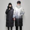 Neue Winter Herren verdickte Daunenjacke verlängert männlich und weiblich Paare Knie verdickt Farbverlauf Kapuzenjacke