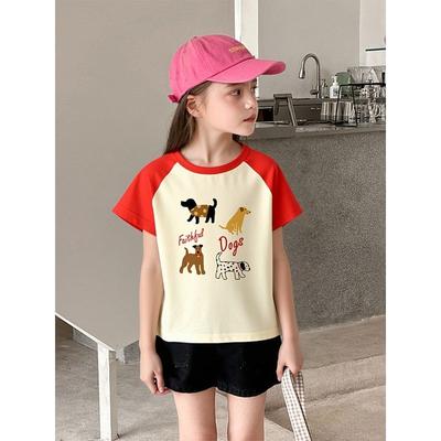 Foreign Trade Original Brand Girls' Pure Cotton Short-Sleeved T-Shirt Summer New Children's Clothing Baby Cartoon Clothes Children's Tops