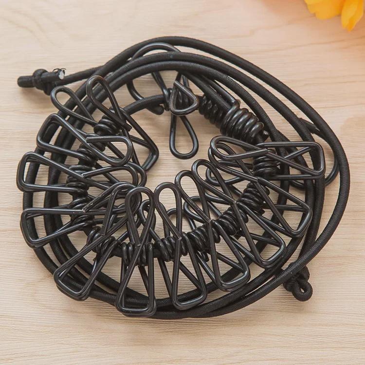 Indoor/Outdoor Clothesline with Clips - Portable Drying Rope for Clothes and Quilts