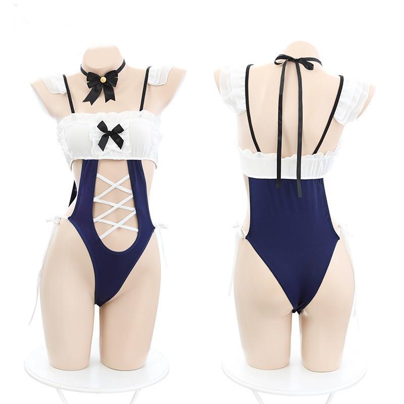 Domila Erotic Underwear Sexy Two-dimensional Soft Girl Lace-up Onesie Uniform Temptation Cute Girl Set Wholesale