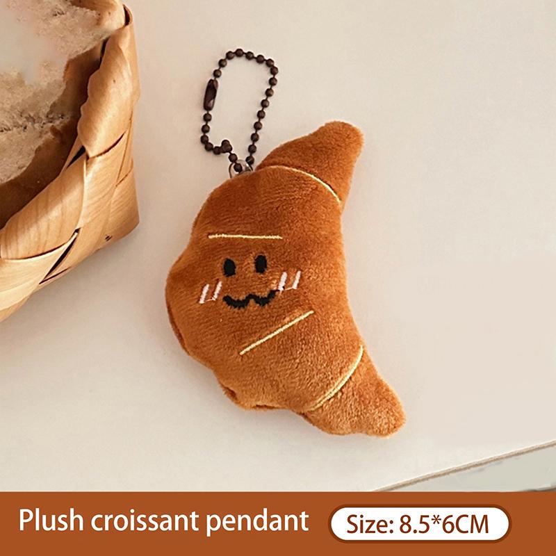 1Pc Kawaii Croissant Pendant Bread Doll Stuffed Keyrings Cute Tomatoes Plush Food Keychain For Bag Decoration Diy Accessories