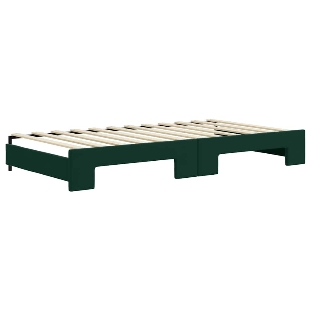 Extendable Daybed with Drawers Dark Green 100x200 Cm Velvet