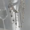 Geometric Full Rhinestone Necklaces Korean Style Wedding Bride Jewelry Tassel Necklaces  Wedding