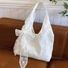 Korean Fresh Lace Flower Canvas Shoulder Bag Fashion Sweet Tote Bags Handbag Female Large Capacity Shopping Commuting Bags