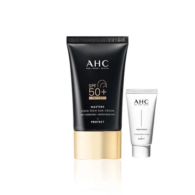 AHC Masters Aqua Rich Sun Cream 50ml (SPF50+/PA++++) + Prep Reset Cleansing Foam 30ml