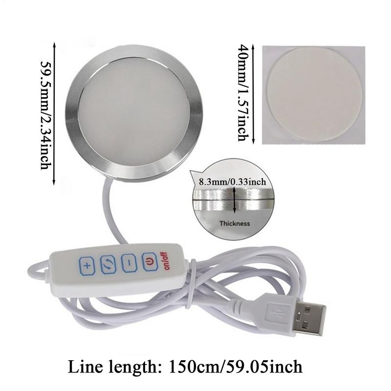 Dimmable Under Cabinet Lights Round 5V LED Ultra-thin USB 3D Printer Light 3D Printer Lamp 60mm Ultra-thin For RV Furnitures
