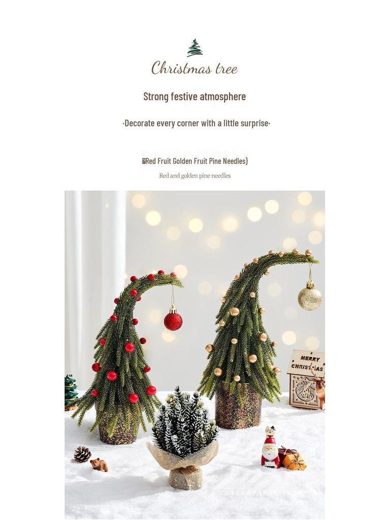 Small Crooked Neck Christmas Tree Ornament for Desktop Decoration